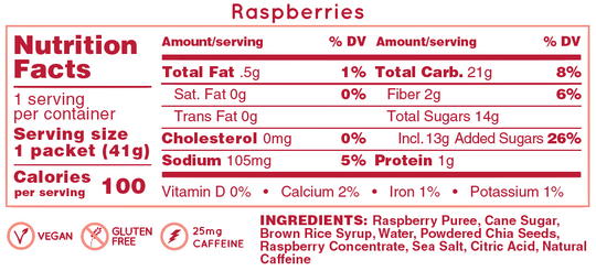 Huma Energy Gels Original Raspberries 25mg Caffeine