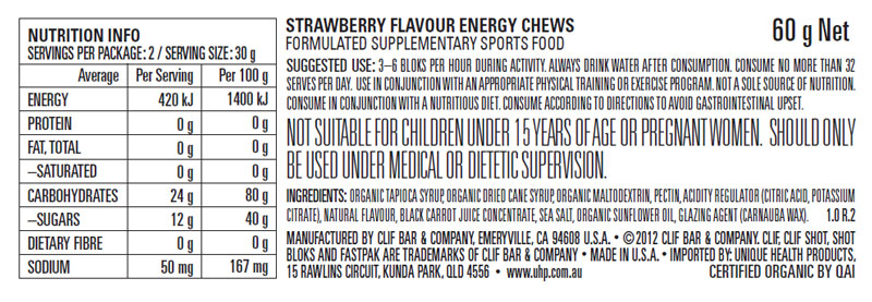 CLIF SHOT BLOKS STRAWBERRY 60g