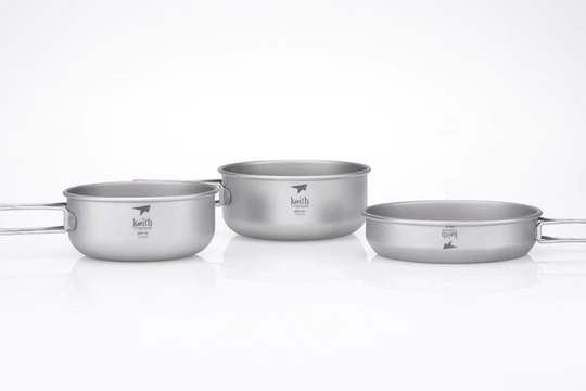 Keith Titanium 3-Piece Titanium Pot and Pan Cook Set 680+528+480