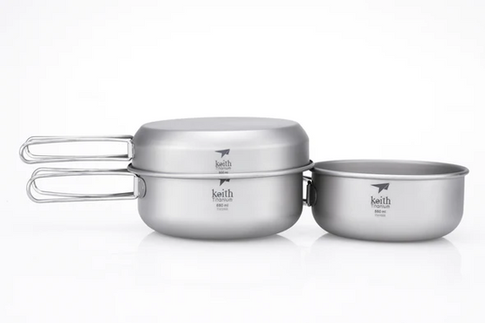 Keith Titanium 3-Piece Titanium Pot and Pan Cook Set 680+528+480