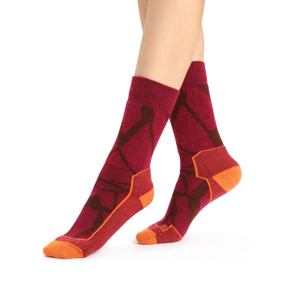 Icebreaker Hike+ Medium Crew Fractured Landscapes Cherry