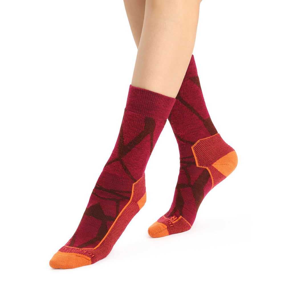 Icebreaker Hike+ Medium Crew Fractured Landscapes Cherry Additional Image-1