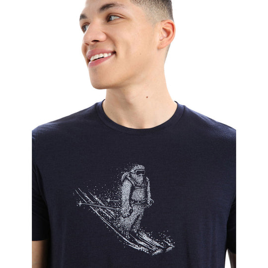 Icebreaker Mens Tech Lite II SS Tee Skiing Yeti Midnight Navy Additional Image-3