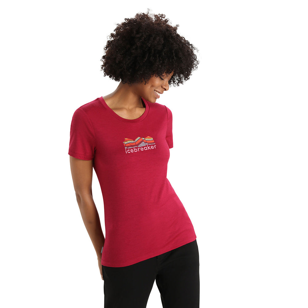 Icebreaker Womens Tech Lite II SS Tee Mountain Geology Cherry Additional Image