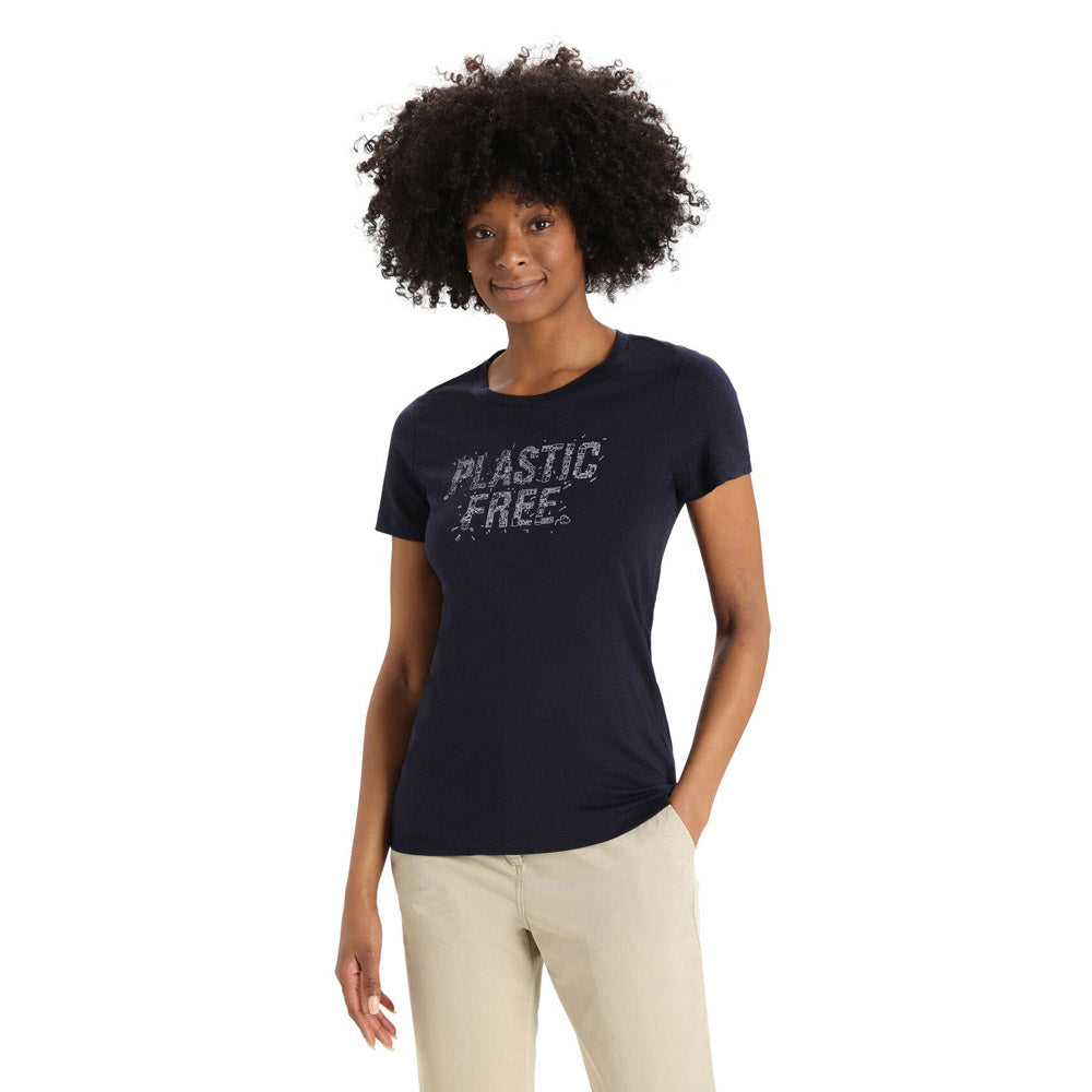 Icebreaker Womens Tech Lite II SS Tee Plastic Free Midnight Navy