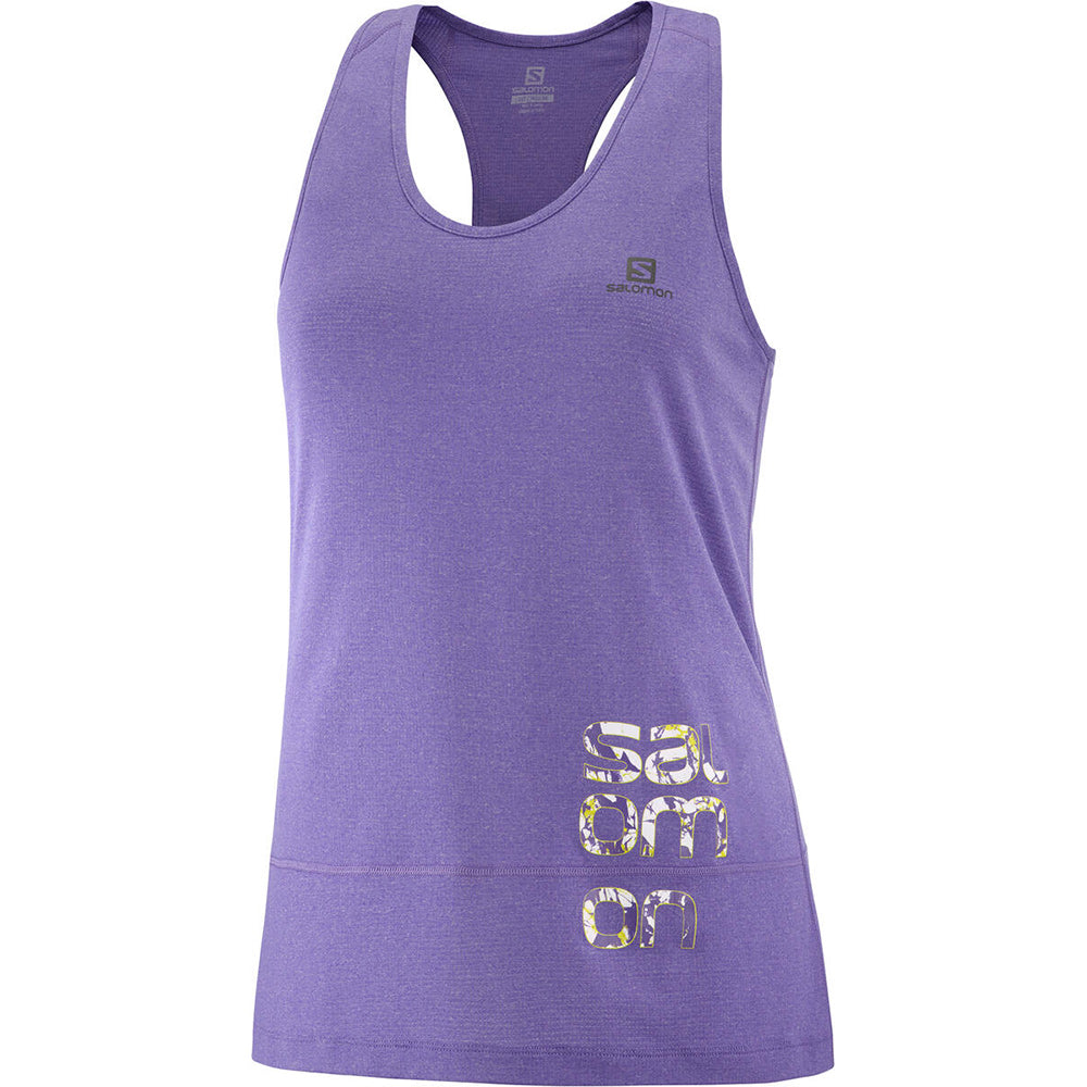 Salomon Cross Run Graphic Tank W Deep Blue/Heather Additional Image