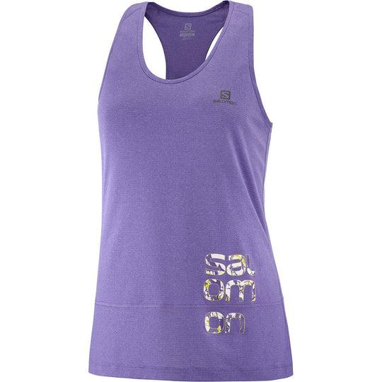 Salomon Cross Run Graphic Tank W Deep Blue/Heather Additional Image